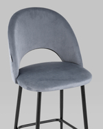 Стул полубарный Меган SN велюр серый