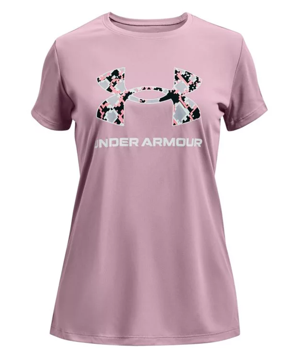 Футболка для девочки теннисная Under Armour Girls' UA Tech Big Logo Short Sleeve - Розовый
