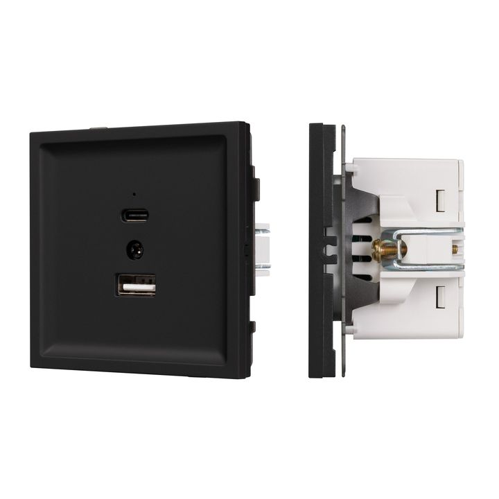 Механизм USB розетки SCT-TENDO-MUAC-SFPL-BK (5V, 3A, QC3) Arlight 054536