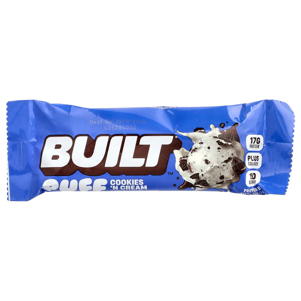 Built, Puff, протеиновые батончики, печенье с кремом, 12 батончиков по 40 г (1,41 унции)