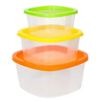 Набор контейнеров квадратных 3шт (0,5|0,9|1,55л) микс