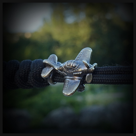 Бусина "Самолет" для темляков или браслетов , латунь