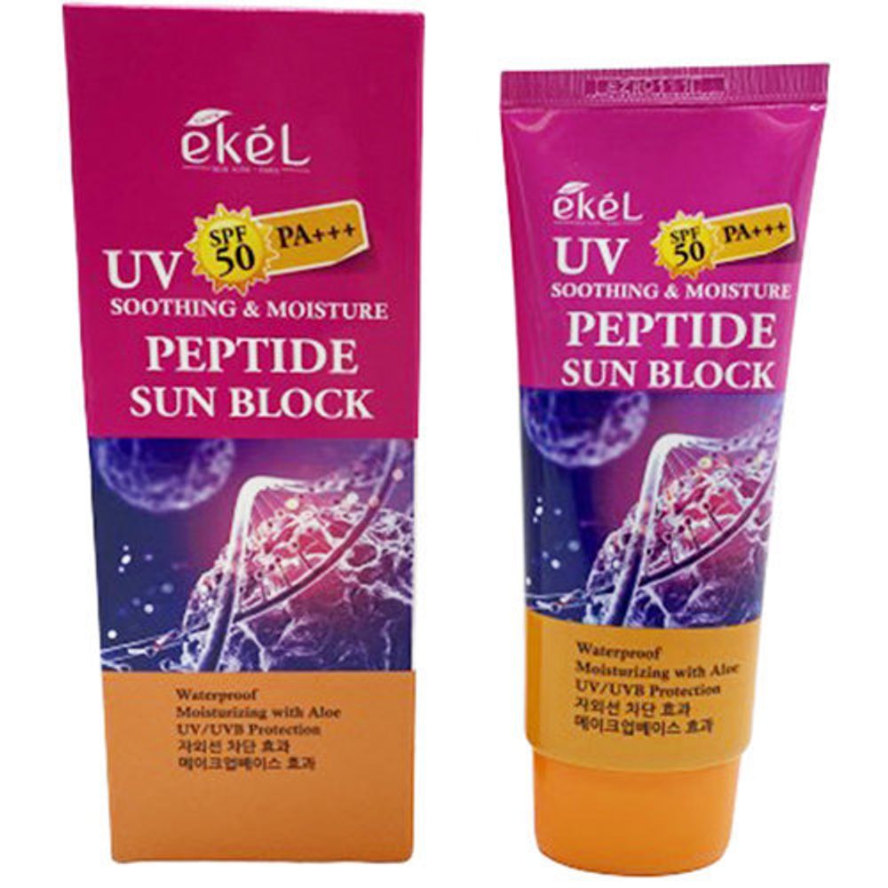 Солнцезащитный крем с пептидами для лица и тела EKEL UV Soothing &amp; Moisture Peptide Sun Block SPF50/