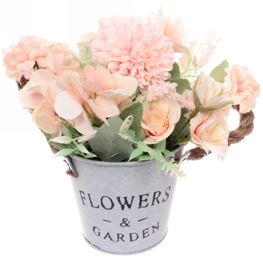 Цветочная композиция «Александрия» 20*11*9см в кашпо с ручками, цвет нежно-розовый
