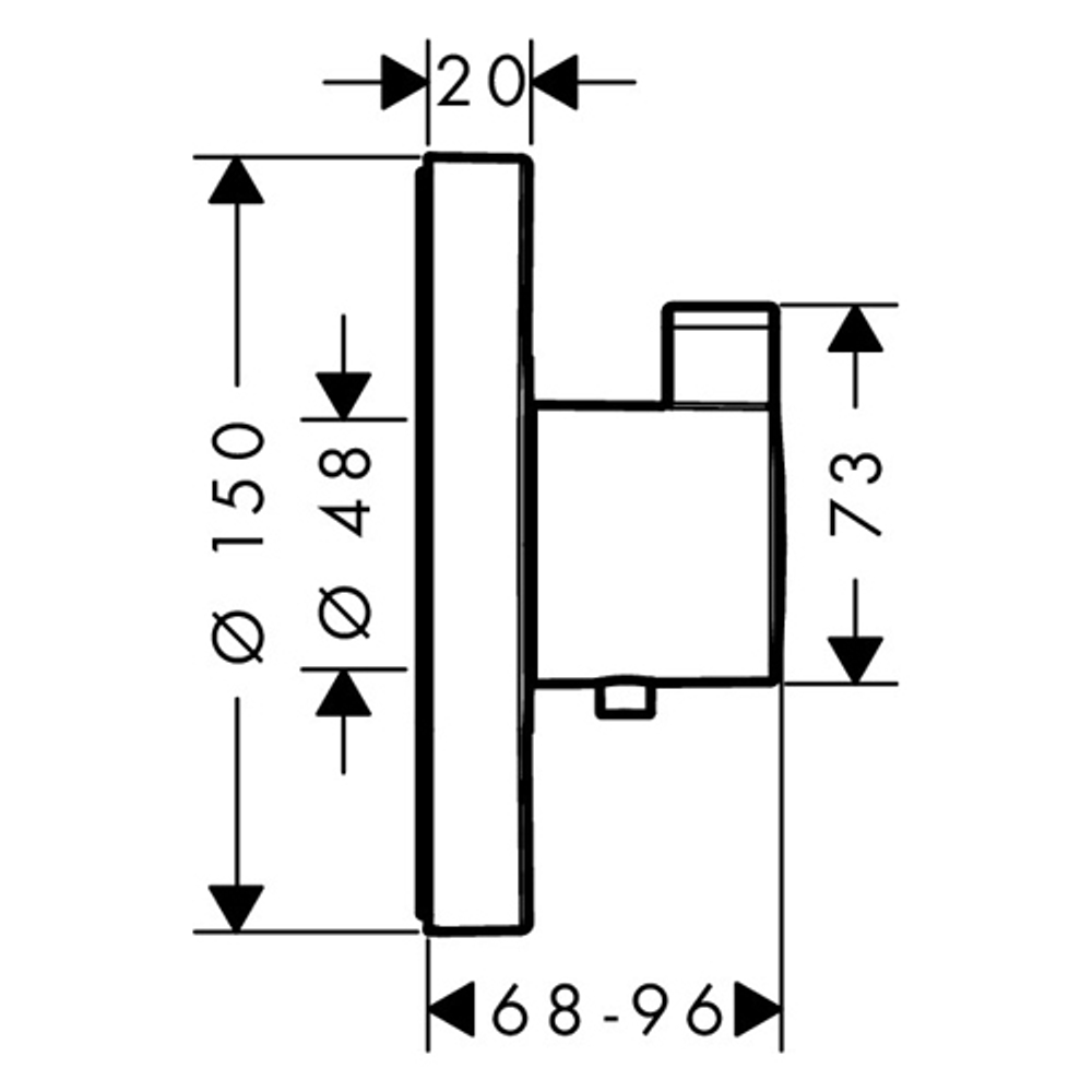 Смеситель встроенный термостат Hansgrohe ShowerSelect S Highflow 15741000 схема