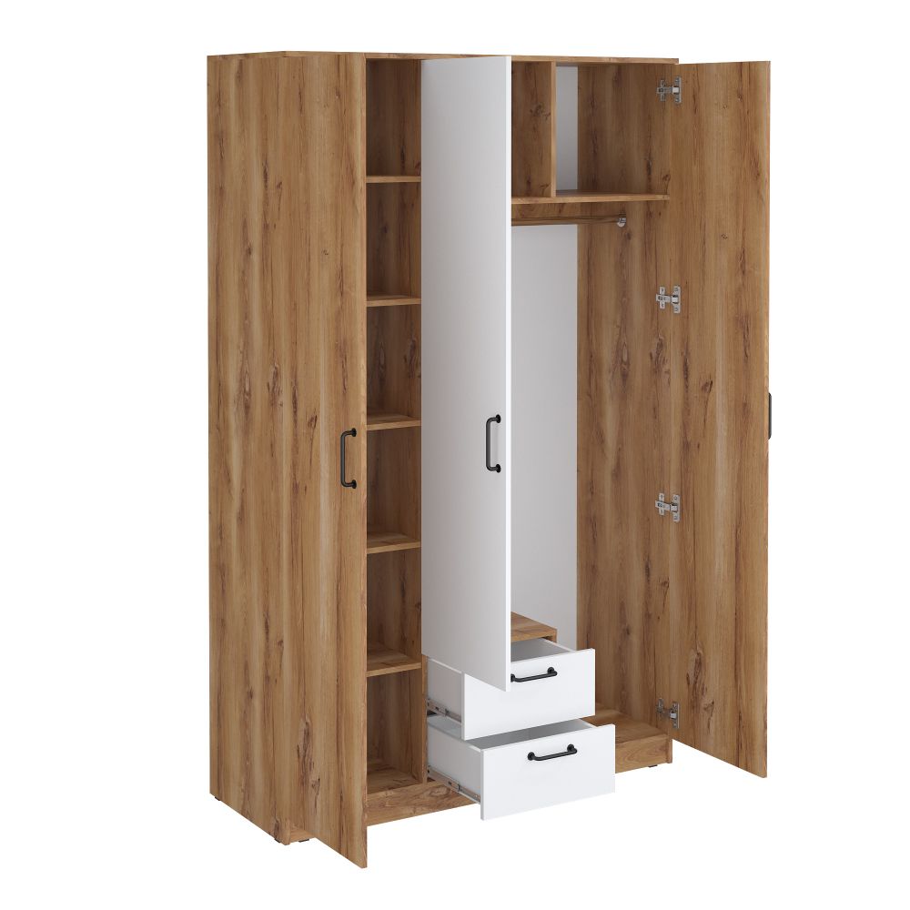 Шкаф гардеробный 1200 Сеул (дуб кельтик/белый), МФ 1+1