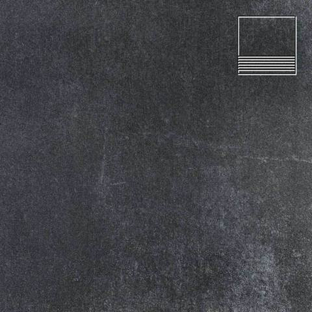 Stroeher - Keraplatte Aera Т 717 anthra 300x294x10 артикул 8131 - Клинкерная ступень с насечками без угла