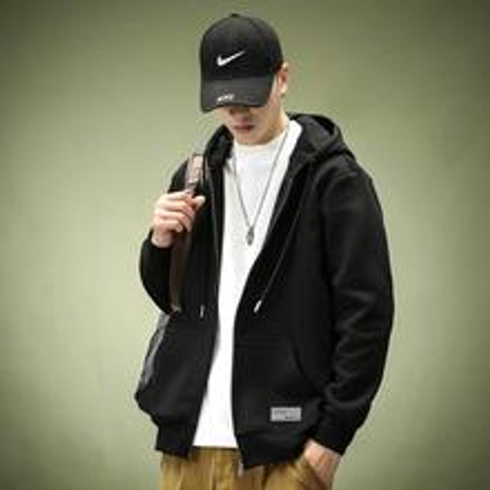 Мужская спортивная толстовка с молнией и капюшоном в японском стиле