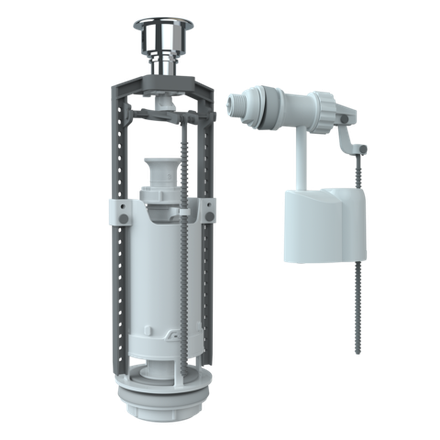 Комплект арматуры клапан спускной и наполнительный с боковой подводкой (кнопка хром) SM-B/H