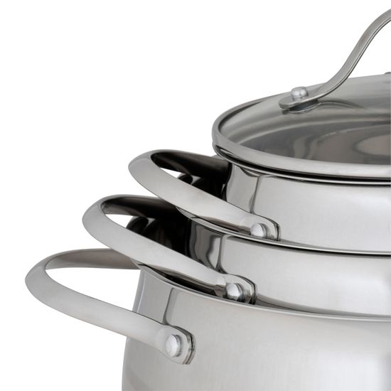 Набор кастрюль 6 предметов из нержавеющей стали Kamille KM-5911 (2,1 л; 3,7 л; 6,1 л.)