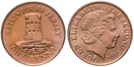 Джерси 1 пенни, 2015 Башня в Ле-Хок UNC