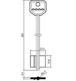 Заготовка сувальдного ключа 10721 199/1- СЕНАТ-1 литье (109*22,4*17,8мм)(Соболь)(4,9мм) (SEN1D)