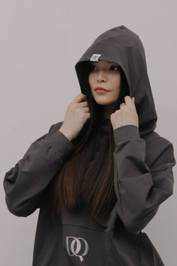 "DQ" smoky gray hoodie