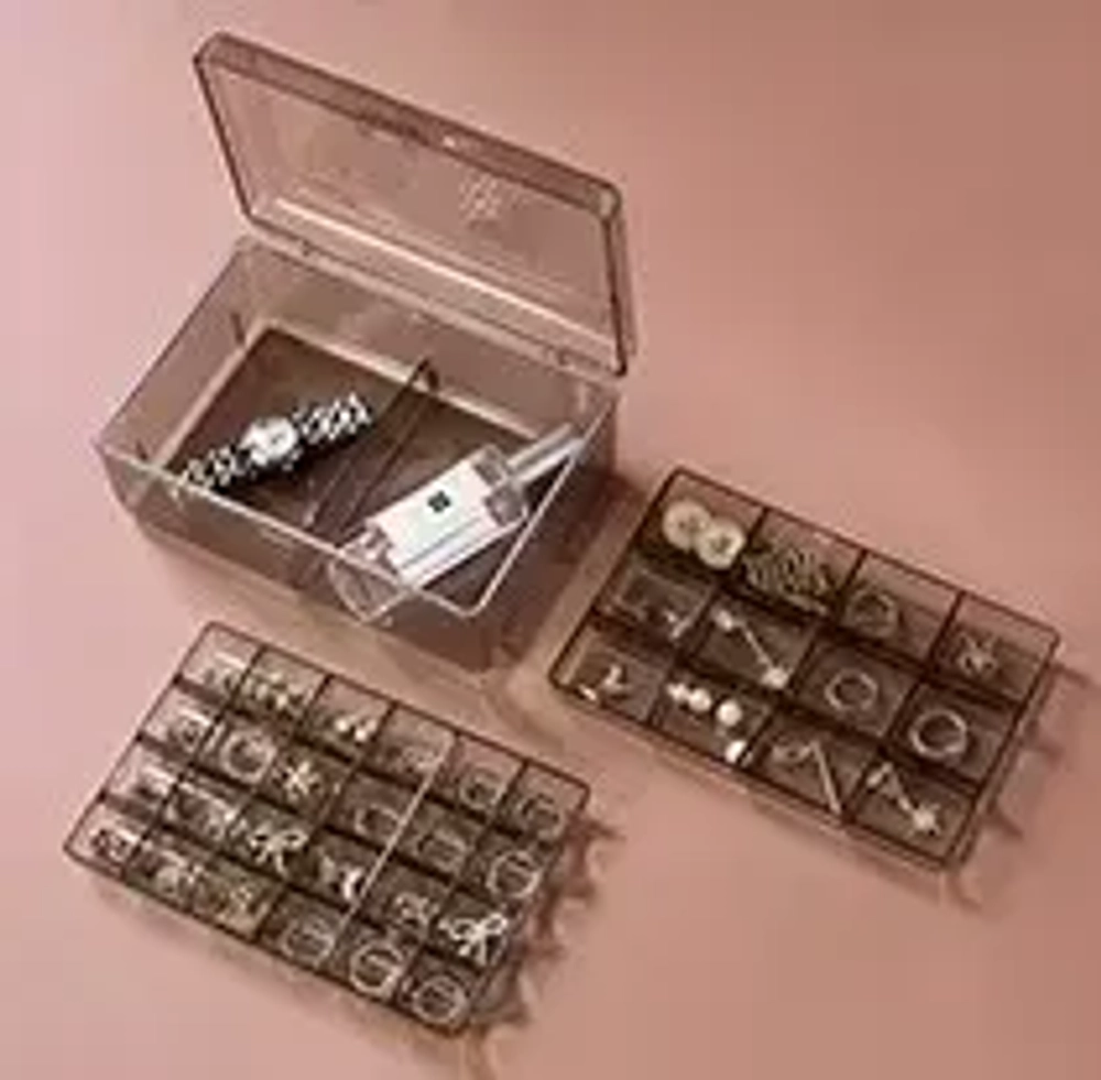 Органайзер для хранения «ТАРТИ ТАН», цвет прозрачный, три отделения13*18.5*7.7см (упаковка коробка)