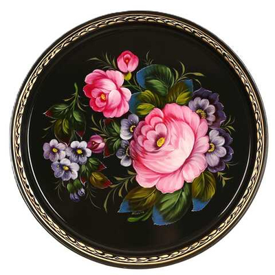 Жостовский поднос декоративный, размер 30 см (A9), металлический