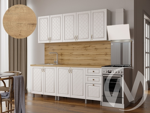 Кухня Вильма 2.0м (корпус белый/арктик; арктик) 38мм дуб бунратти