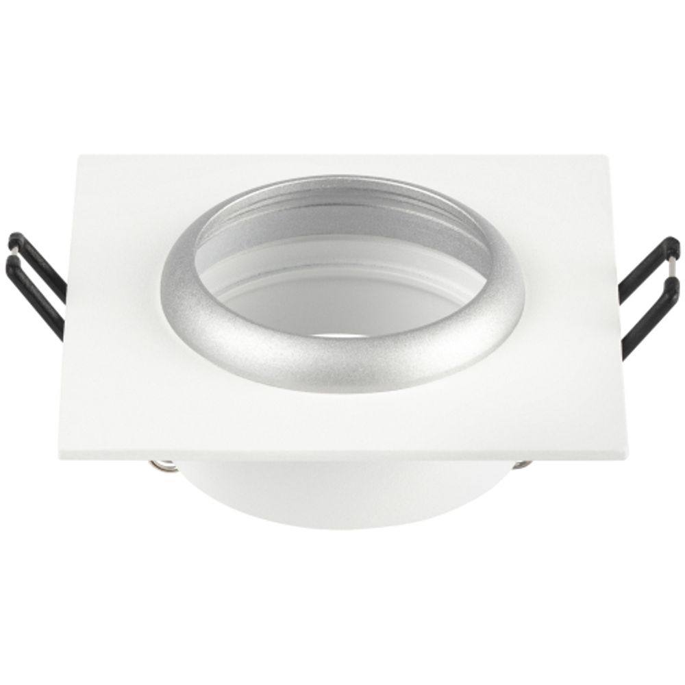 Светильник встраиваемый алюминиевый ЭРА KL110 WH/SL под лампу MR16 GU5.3 белый/серебро матовый | Алюминиевые встраиваемые светильники