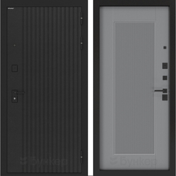 Входная металлическая дверь Бункер HIT Хит B-06 черный кварц / Амстрод Грей софт рельеф