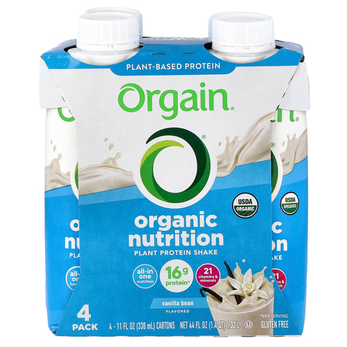 Orgain, Organic Nutrition, коктейль из растительных протеинов, ваниль, 4 пакетика по 330 мл (11 жидк. унций)