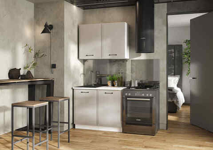 Кухня Индира 1 м белый/лофт дюна (столешница мрамор лацио белый)