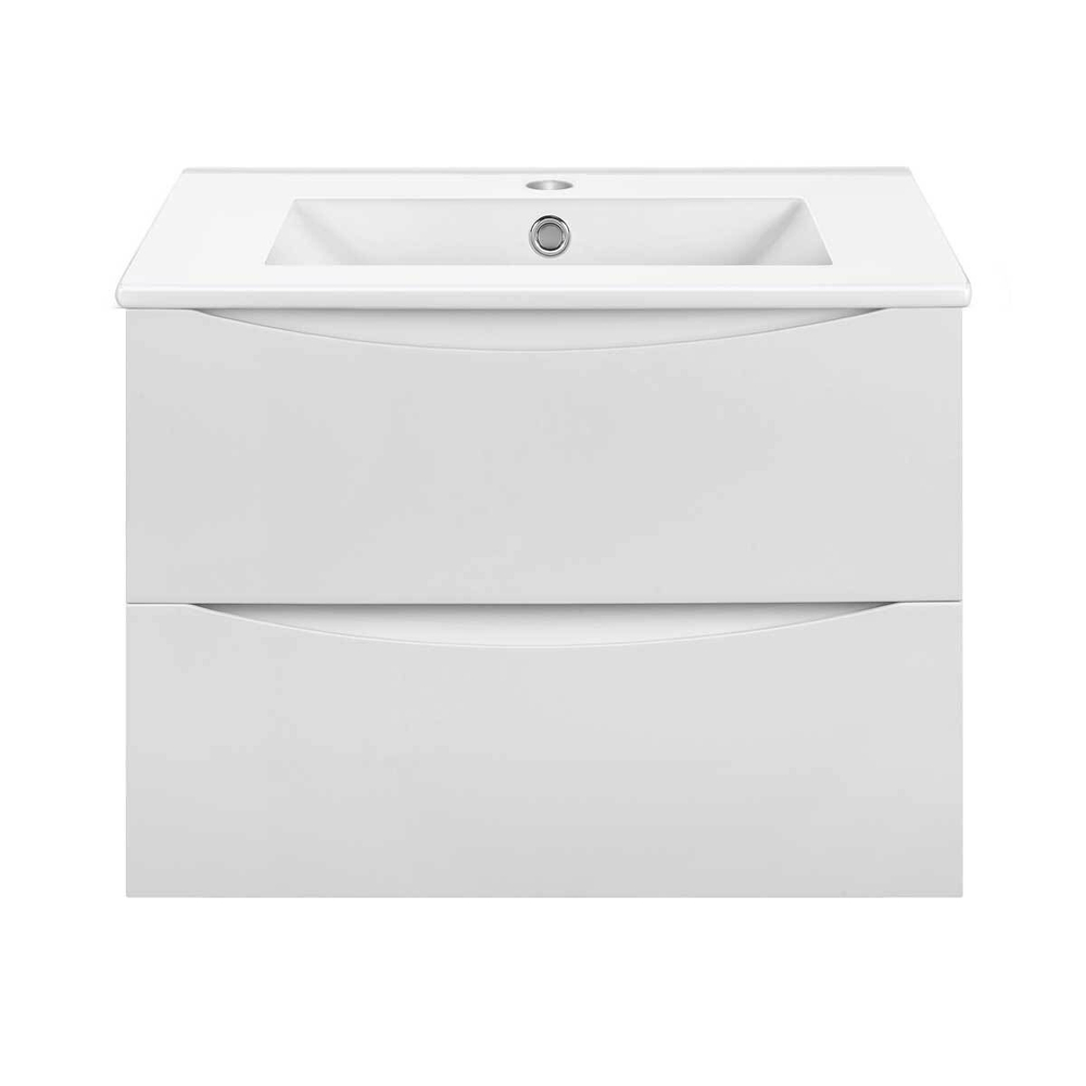 Тумба под раковину Vincea Mia Slim 700 подвесная, 2 выкатных ящика soft close, G.White