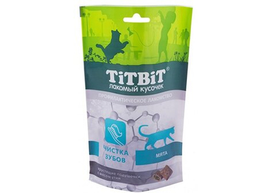 Лакомство TiTBiT Хрустящие подушечки для кошек с мясом утки для чистки зубов 60г