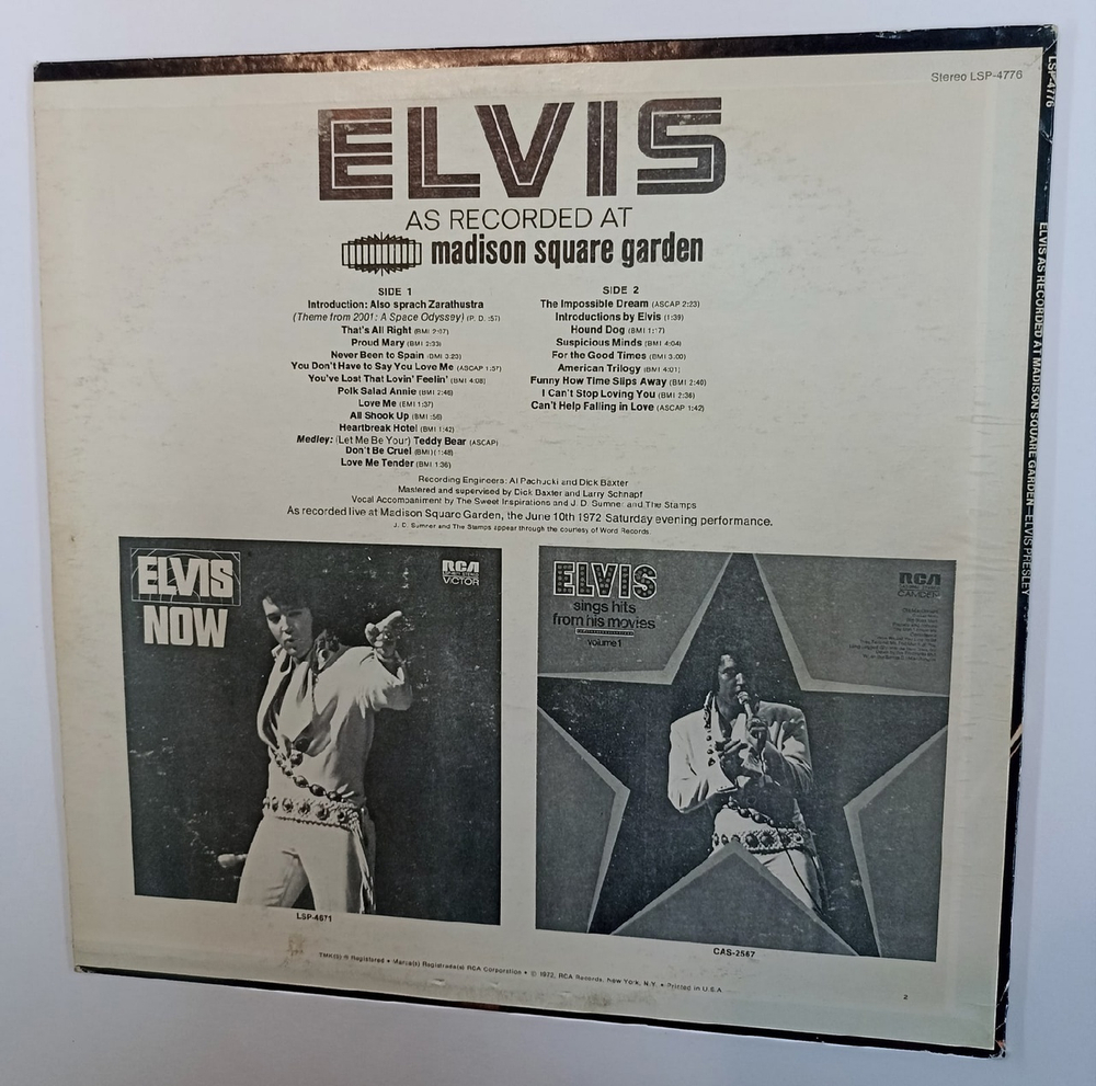 Elvis Presley Elvis As Recorded At Madison Square Garden (US 1972)