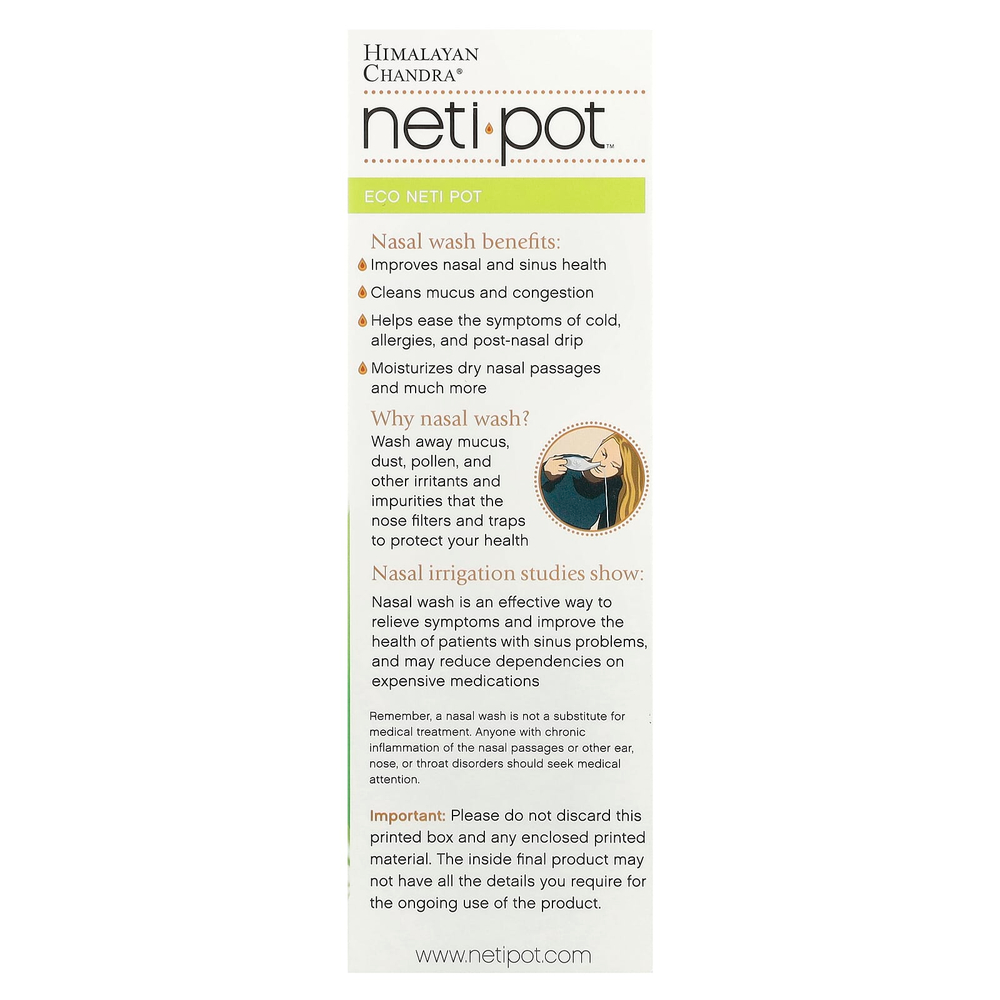 Himalayan Chandra, EcoNeti Pot, экологически чистый продукт, 1 шт.