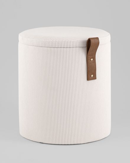 Пуф Руни S с ящиком вельвет белый