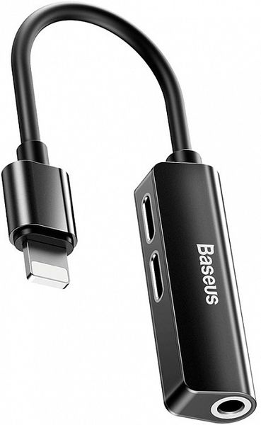 Аудио-переходник Baseus L52 IP Male to Dual Lightning and 3.5 mm Female Adapter (3,5мм & 2 порта Lightning) CALL52-01 Черный