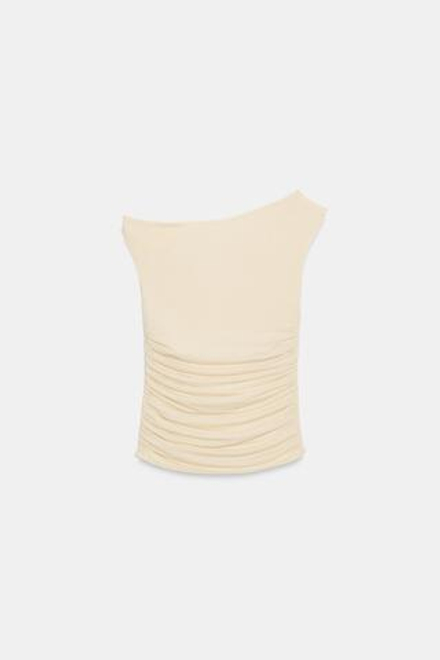 ZARA АСИММЕТРИЧНЫЙ ТОП СО СБОРКАМИ, ЖЕЛТЫЙ