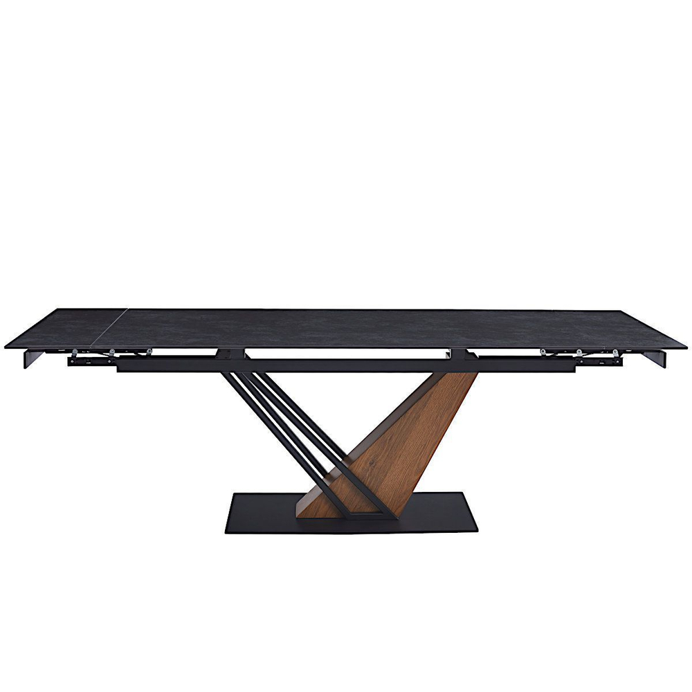 Стол керамический LA ALTA SALVADOR Vik Dark Grey 180-240/90*76, какркас черный/дерево