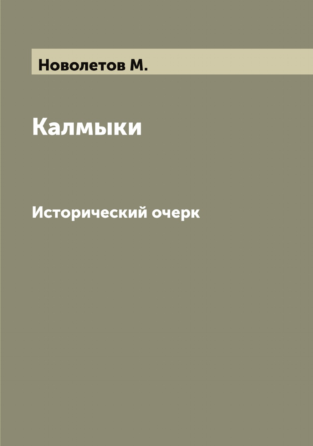 Калмыки. Исторический очерк | Новолетов М.