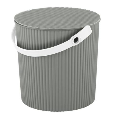 Ведро-универсал 10 л с крышкой, ребристая поверхность цвет серый