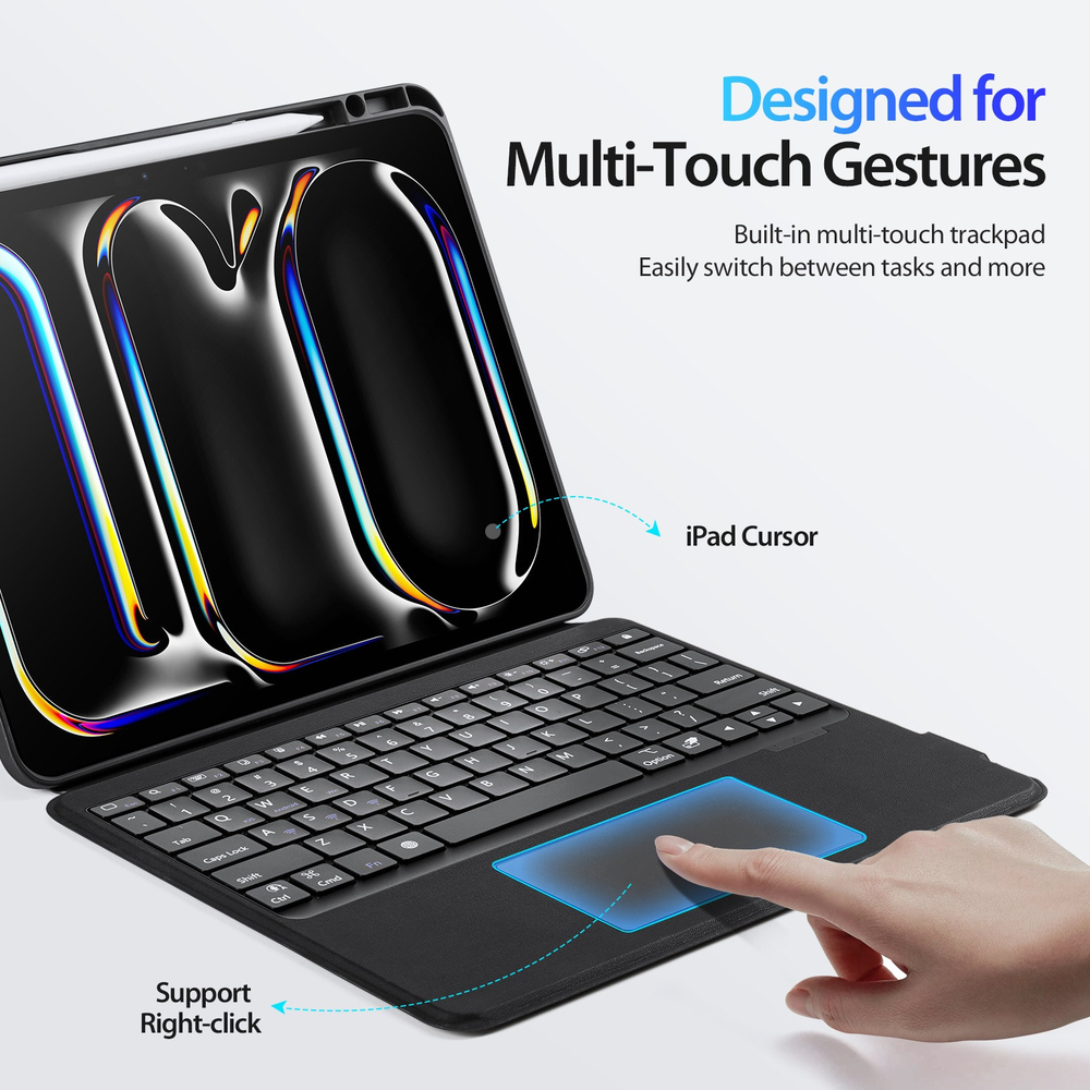 Чехол подставка с клавиатурой (RUS) от Dux Ducis для планшета iPad Pro 13 (2024-), серия DK Series Keyboard, русская клавиатура с подсветкой