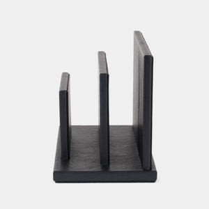 Подставка для визиток и бумаг из натуральной кожи теленка, черного цвета