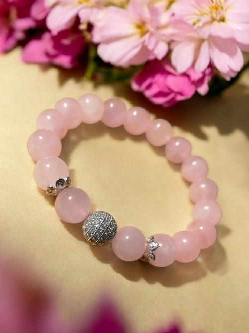 Браслет женский с розовым кварцем на любовь