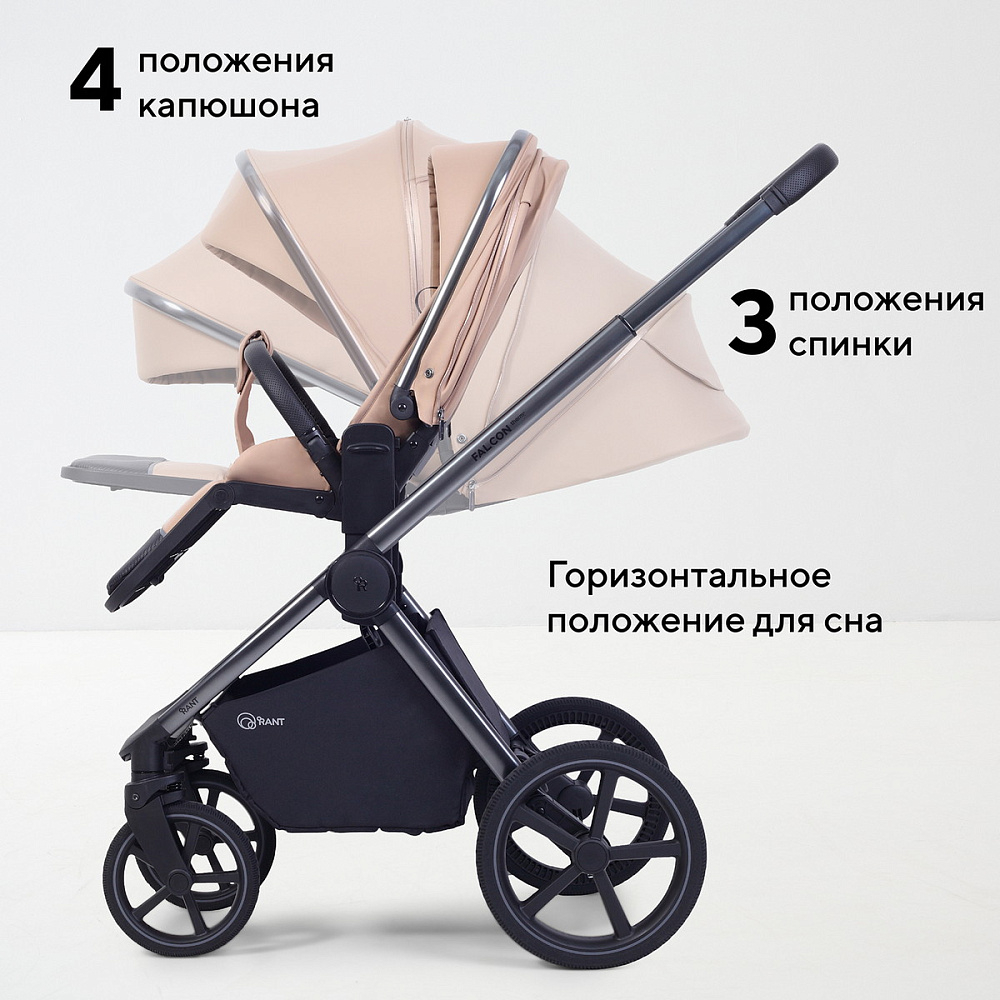 Детская коляска Rant Falcon Soft Therm 3 в 1 с автокреслом Evomax Black Beige