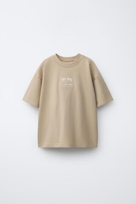 ZARA ФУТБОЛКА В СПОРТИВНОМ СТИЛЕ, БЕЖЕВЫЙ