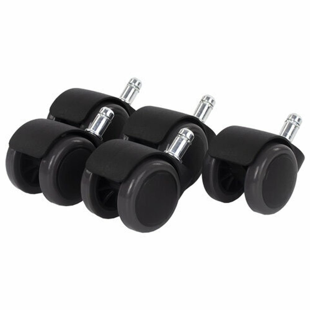 Колеса (ролики) BRABIX для кресла, прорезиненные, КОМПЛЕКТ 5 шт., шток d11 мм, черные, в коробе, 532009