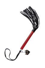 Черно-красная кожаная плеть - 50 см. (Цвет: черный с красным)