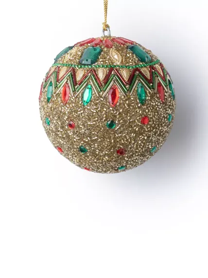 Винтажный стеклянный шар Королевские самоцветы 9 см., 1 шт., Karlsbach (13444)