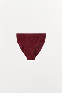 ZARA БЕСШОВНЫЕ КРУЖЕВНЫЕ ТРУСЫ, ГРАНАТОВЫЙ