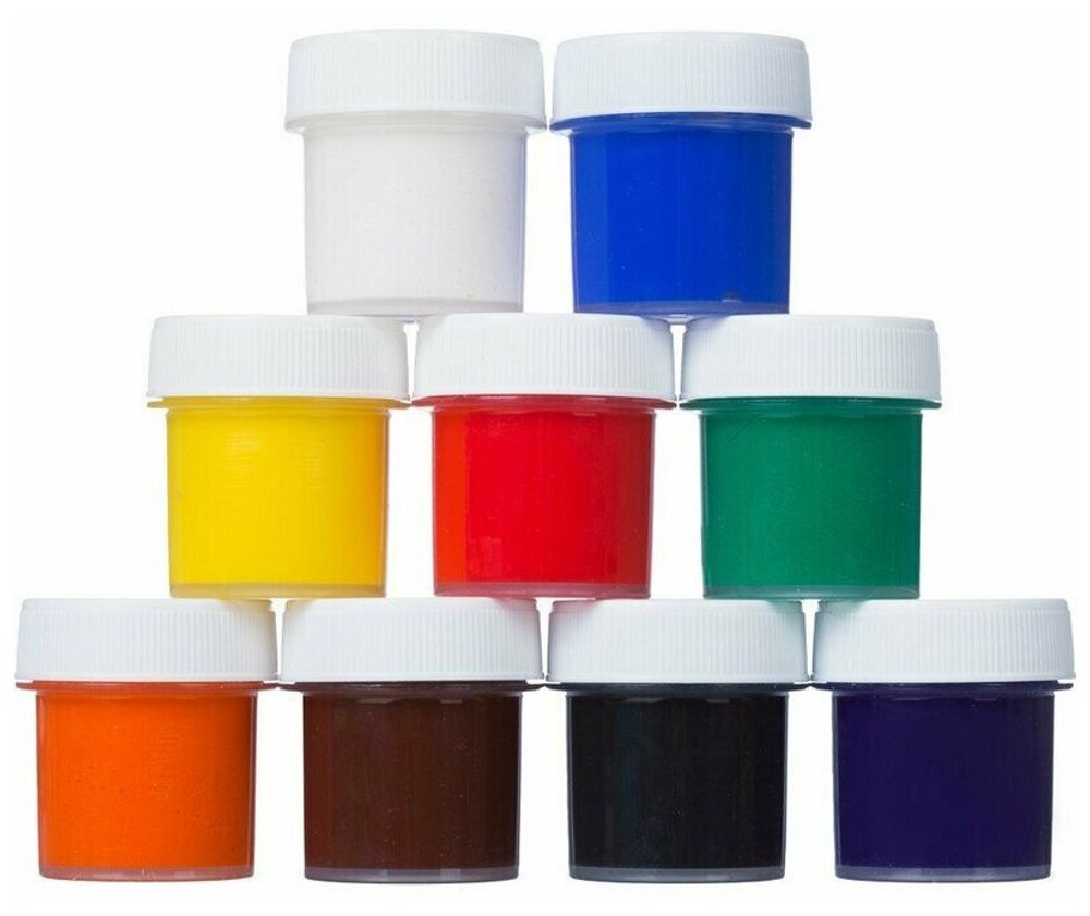 Гуашь ГАММА "Классическая", 9 цветов по 20 мл, без кисти, картонная упаковка, 2210309