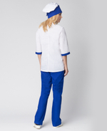 Костюм женский повара Гастроном (тк.ТиСи), белый/васильковый