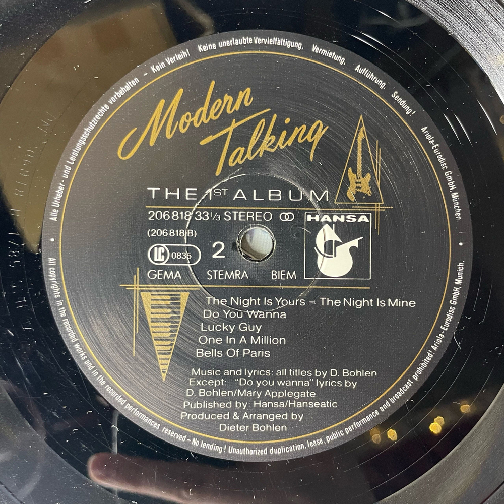 Винтажная виниловая пластинка LP Modern Talking The 1st Album (Германия 1985)