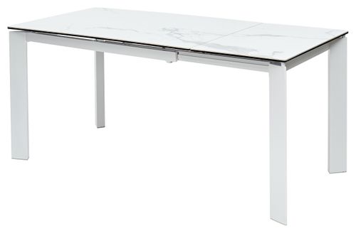 Стол CORNER 120 MATTE STATUARIO Белый мрамор матовый керамика, стекло/ белый каркас