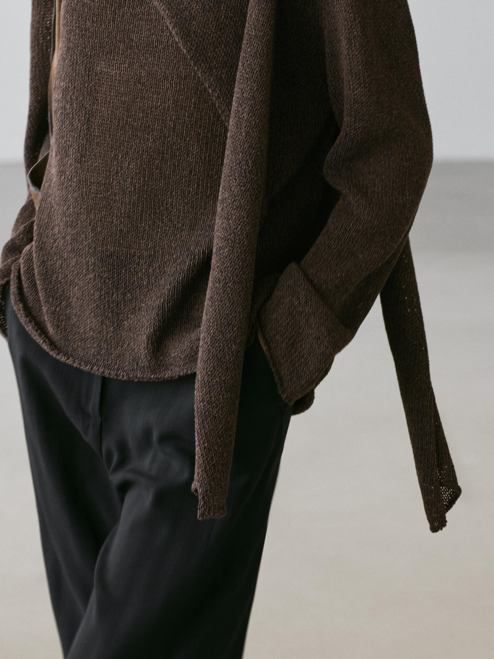 Massimo Dutti Свитер-накидка из смесового хлопка, шоколадный