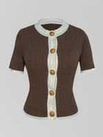 Футболка 6028 трикотажная с окантовкой на больших золотых пуговицах