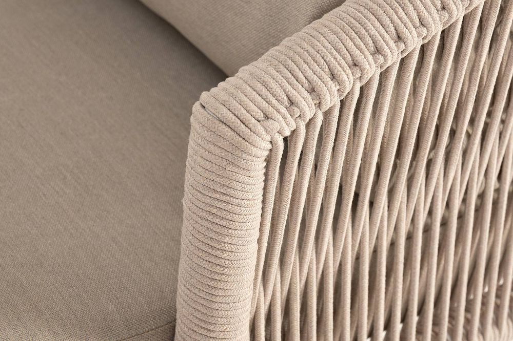 "Верона" лаунж-зона 5-местная плетеная из роупа (веревки), каркас алюминиевый белый, роуп бежевый